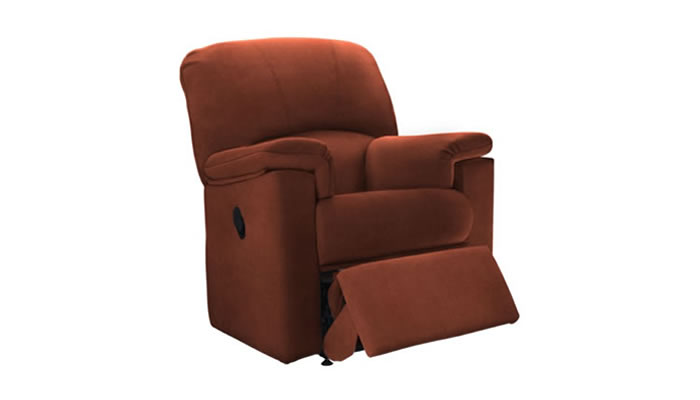 G Plan Chloe Small Manual Relciner Armchair in Plush Umber Fabric